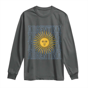 Sol de Mayo Argentina Flag Argentinian Sun Long Sleeve Shirt TS14 Dark Heather Print Your Wear