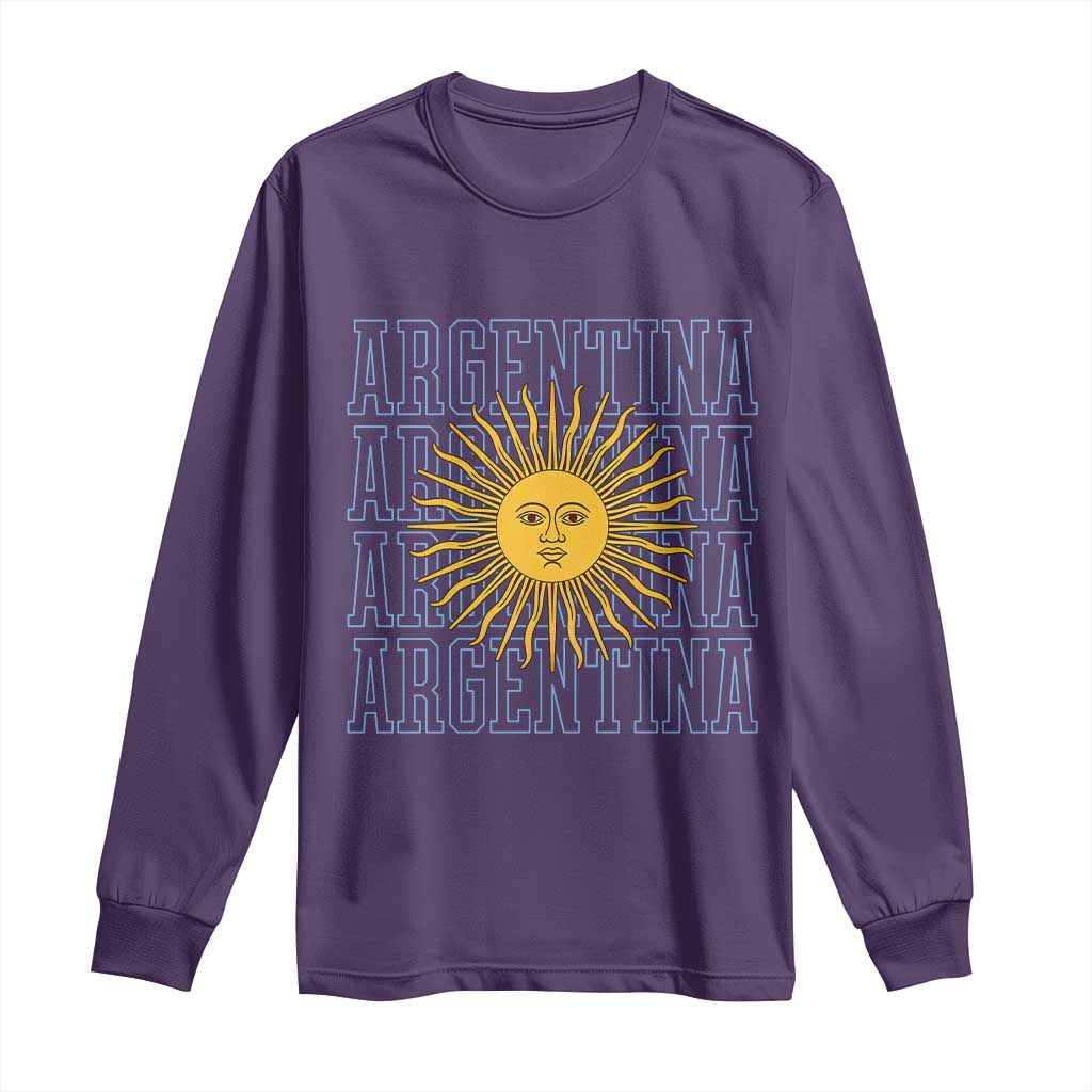 Sol de Mayo Argentina Flag Argentinian Sun Long Sleeve Shirt TS14 Purple Print Your Wear