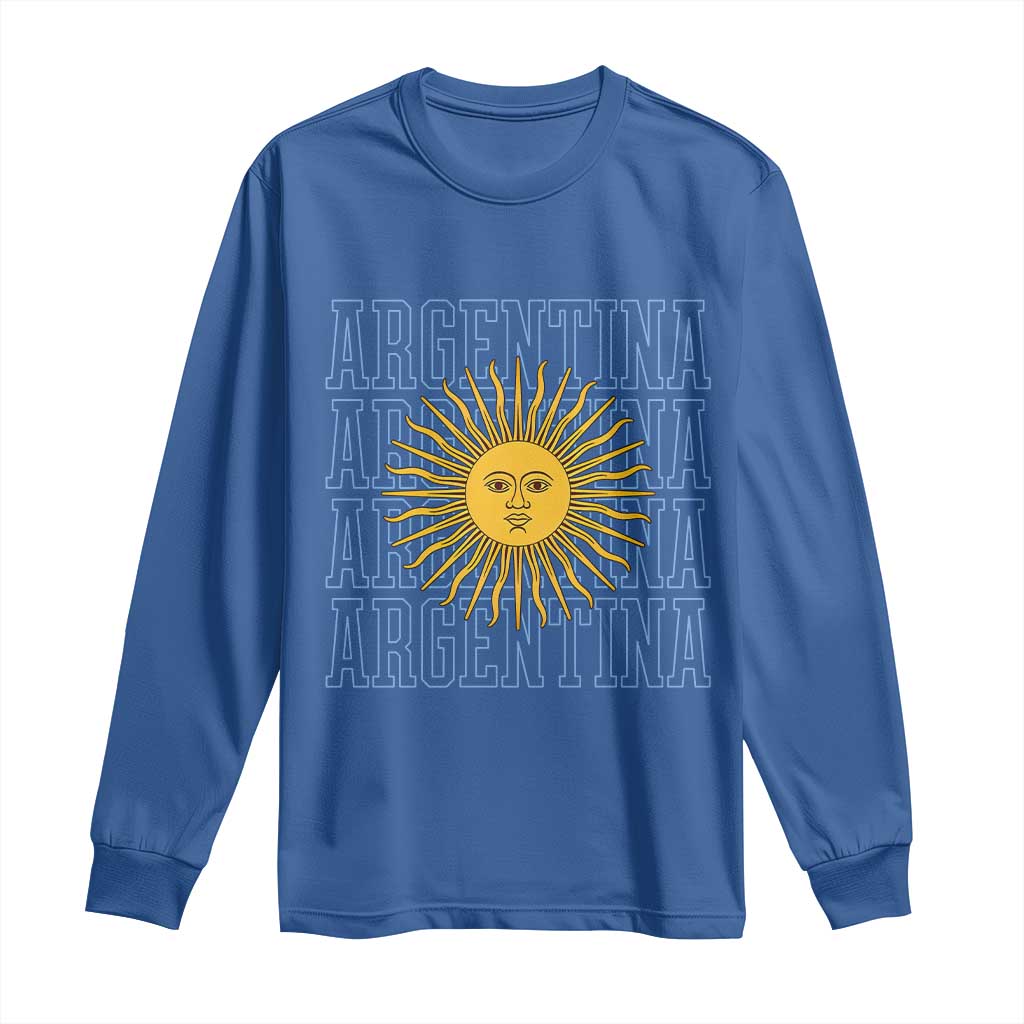 Sol de Mayo Argentina Flag Argentinian Sun Long Sleeve Shirt TS14 Royal Blue Print Your Wear
