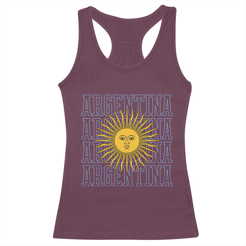Sol de Mayo Argentina Flag Argentinian Sun Racerback Tank Top TS14 Maroon Print Your Wear