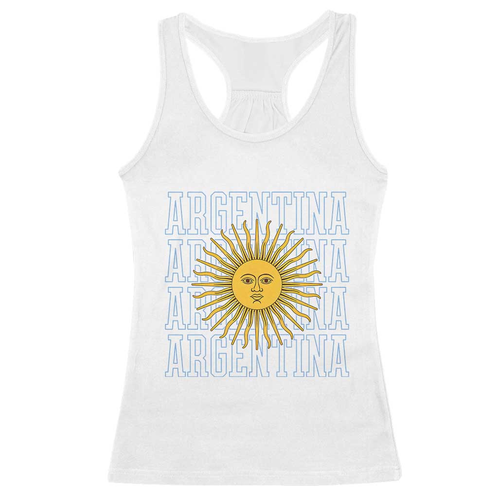 Sol de Mayo Argentina Flag Argentinian Sun Racerback Tank Top TS14 White Print Your Wear