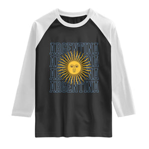 Sol de Mayo Argentina Flag Argentinian Sun Raglan Shirt TS14 Black White Print Your Wear