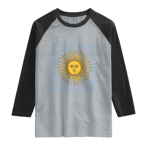 Sol de Mayo Argentina Flag Argentinian Sun Raglan Shirt TS14 Heather Gray Black Print Your Wear