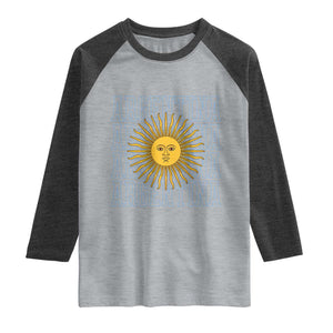 Sol de Mayo Argentina Flag Argentinian Sun Raglan Shirt TS14 Heather Gray Heather Charcoal Print Your Wear