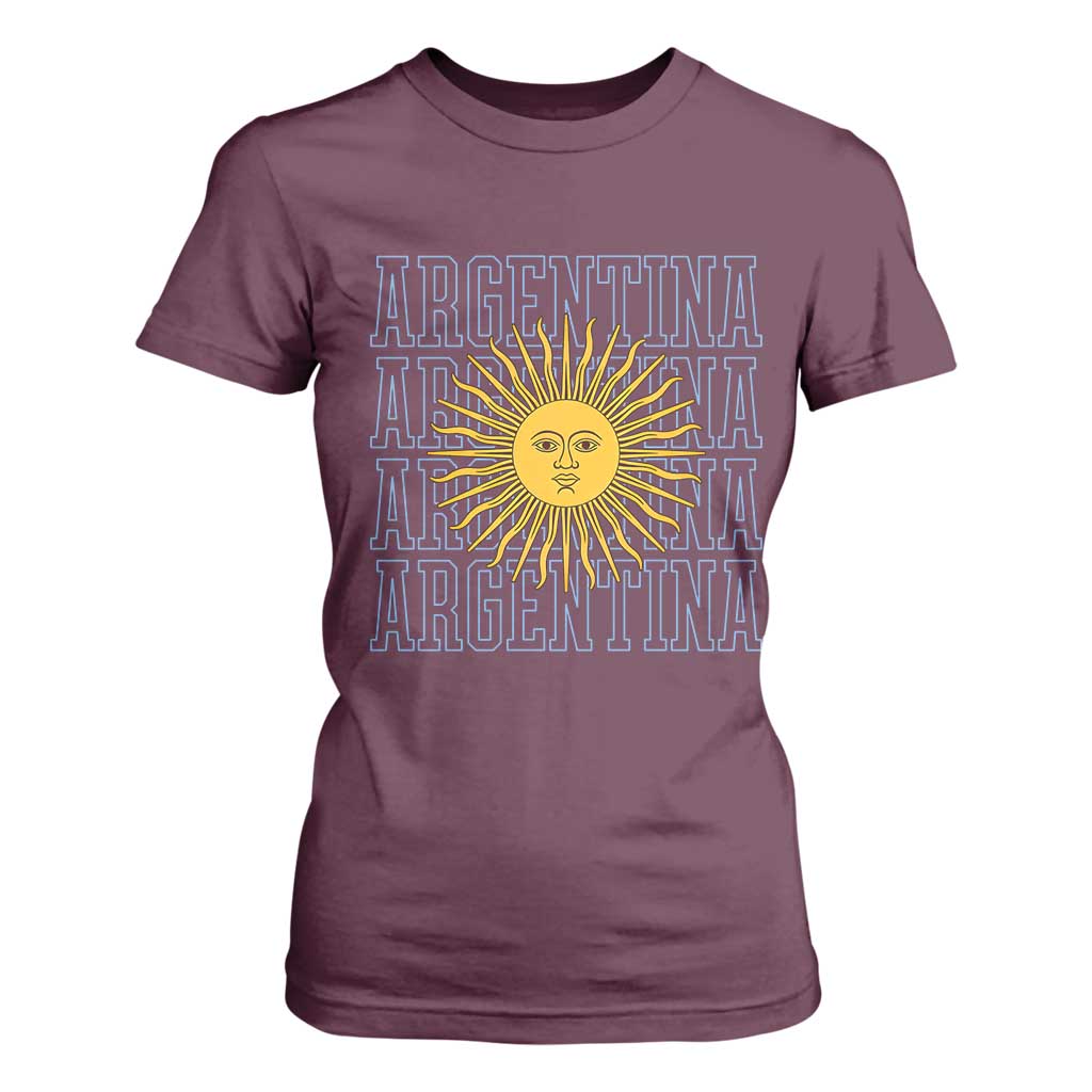 Sol de Mayo Argentina Flag Argentinian Sun T Shirt For Women TS14 Maroon Print Your Wear