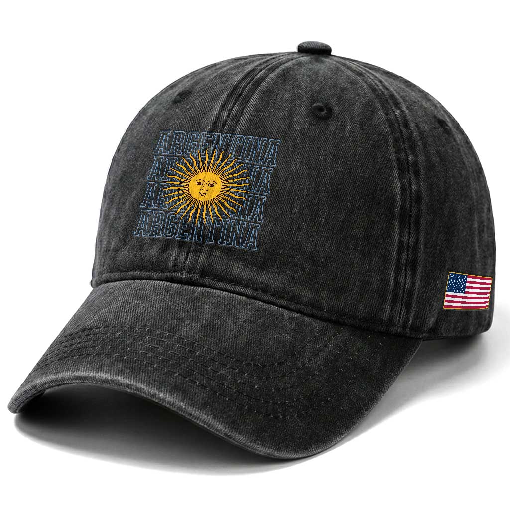 Sol de Mayo Argentina Flag Argentinian Sun Washed Cotton Baseball Cap TS14 Print Your Wear