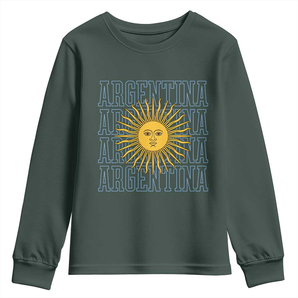 Sol de Mayo Argentina Flag Argentinian Sun Youth Sweatshirt TS14 Dark Forest Green Print Your Wear