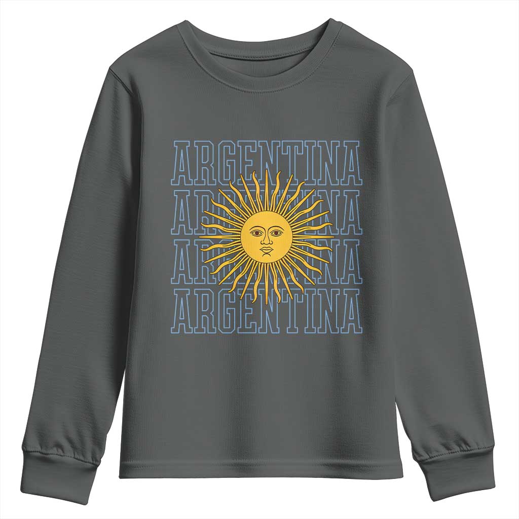 Sol de Mayo Argentina Flag Argentinian Sun Youth Sweatshirt TS14 Dark Heather Print Your Wear
