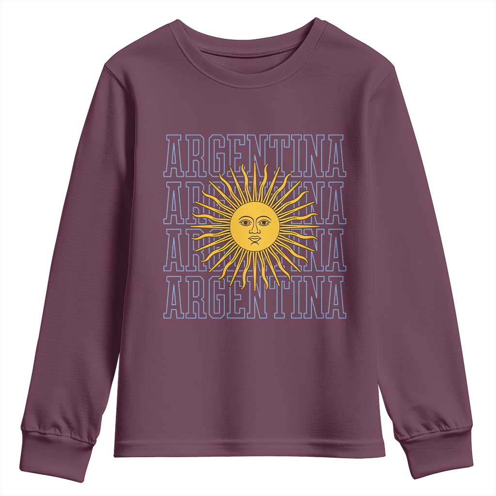 Sol de Mayo Argentina Flag Argentinian Sun Youth Sweatshirt TS14 Maroon Print Your Wear