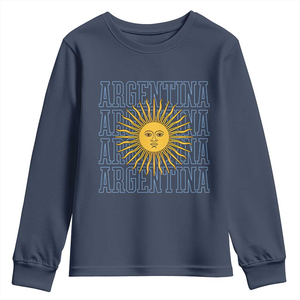 Sol de Mayo Argentina Flag Argentinian Sun Youth Sweatshirt TS14 Navy Print Your Wear
