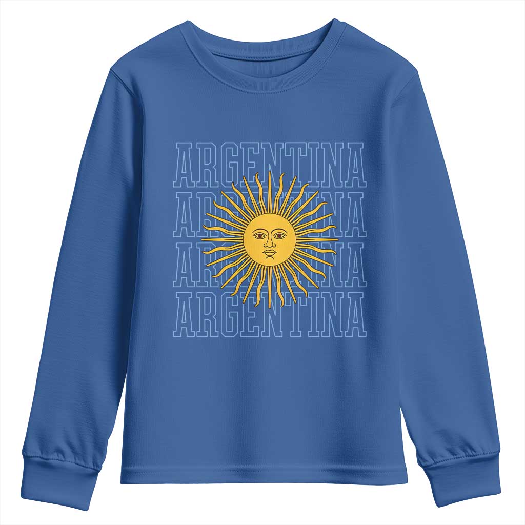 Sol de Mayo Argentina Flag Argentinian Sun Youth Sweatshirt TS14 Royal Blue Print Your Wear