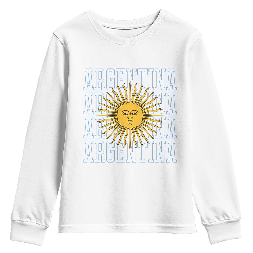Sol de Mayo Argentina Flag Argentinian Sun Youth Sweatshirt TS14 White Print Your Wear
