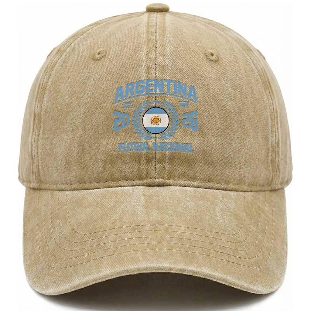 Argentina 2026 Soccer Football Fan Argentinian Flag Washed Cotton Baseball Cap TS14 Print Your Wear
