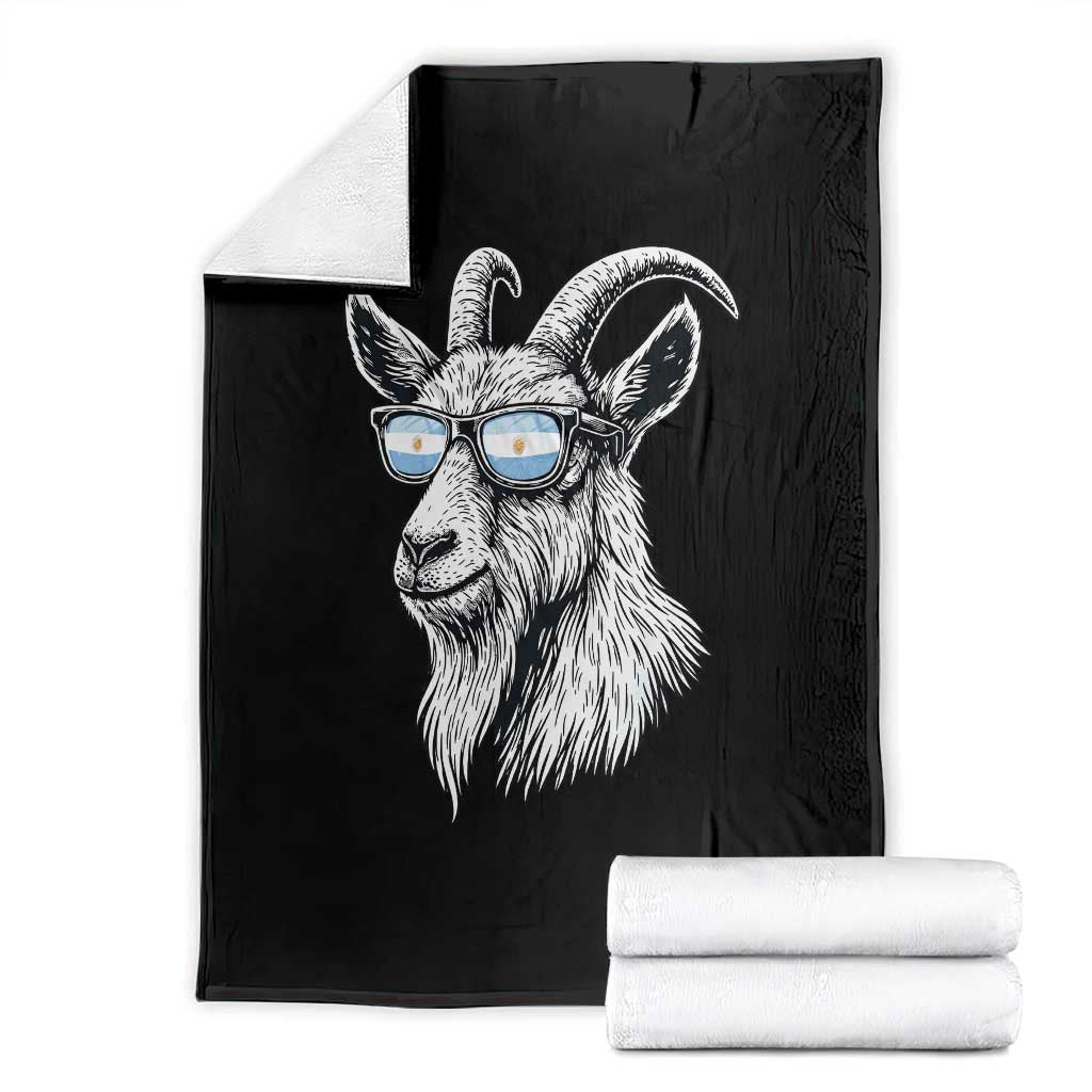 Cool Goat With Sunglasses Argentinian Flag Throw Blanket Argentina Soccer Football Game Day Supporter TS14 Black Print Your Wear