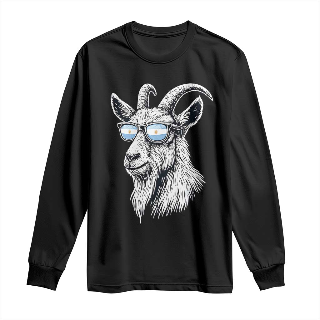 Cool Goat With Sunglasses Argentinian Flag Long Sleeve Shirt Argentina Soccer Football Game Day Supporter TS14 Black Print Your Wear