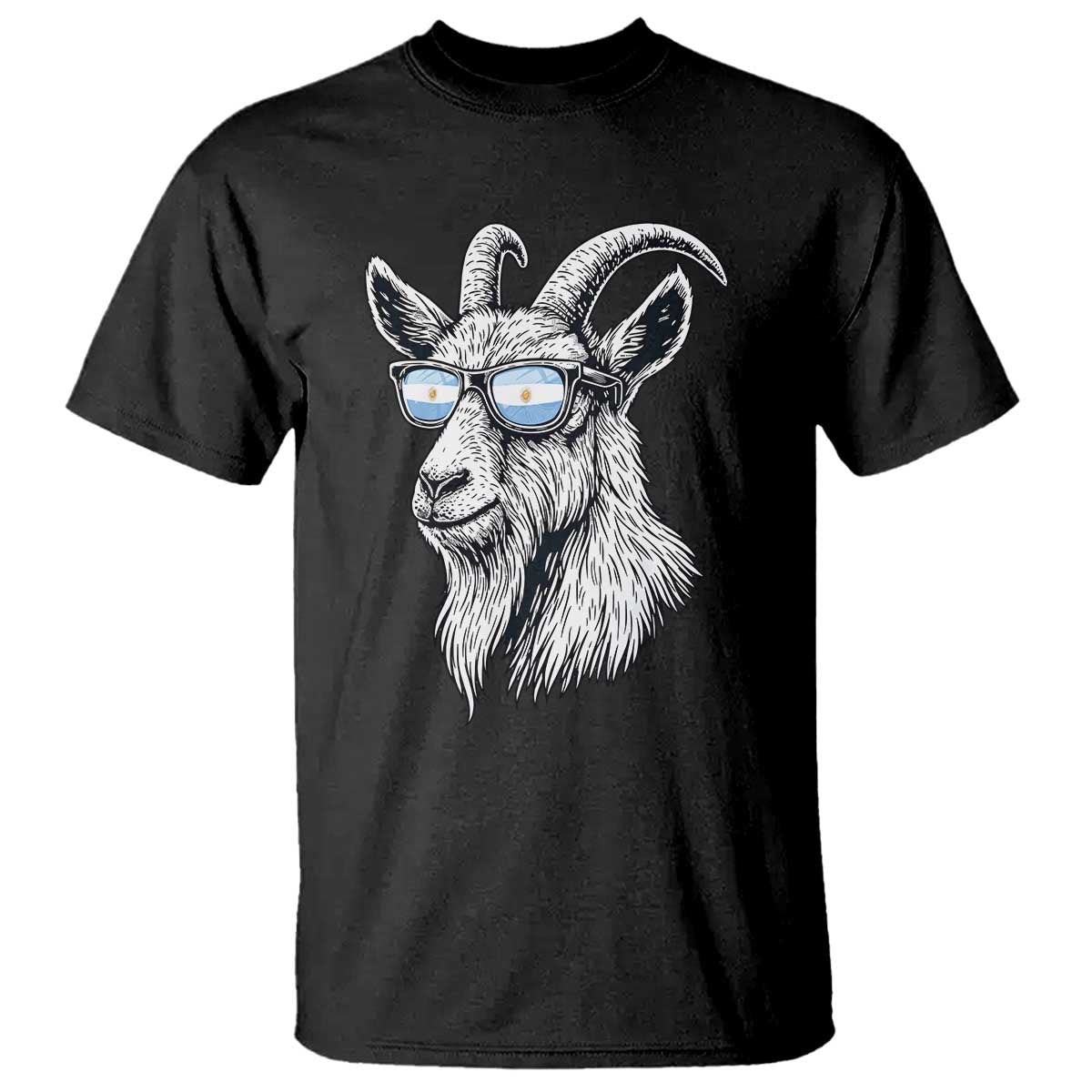 Cool Goat With Sunglasses Argentinian Flag T Shirt Argentina Soccer Football Game Day Supporter TS14 Black Print Your Wear