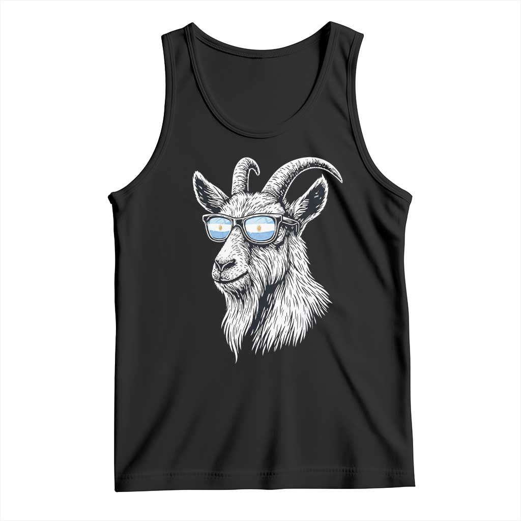 Cool Goat With Sunglasses Argentinian Flag Tank Top Argentina Soccer Football Game Day Supporter TS14 Black Print Your Wear