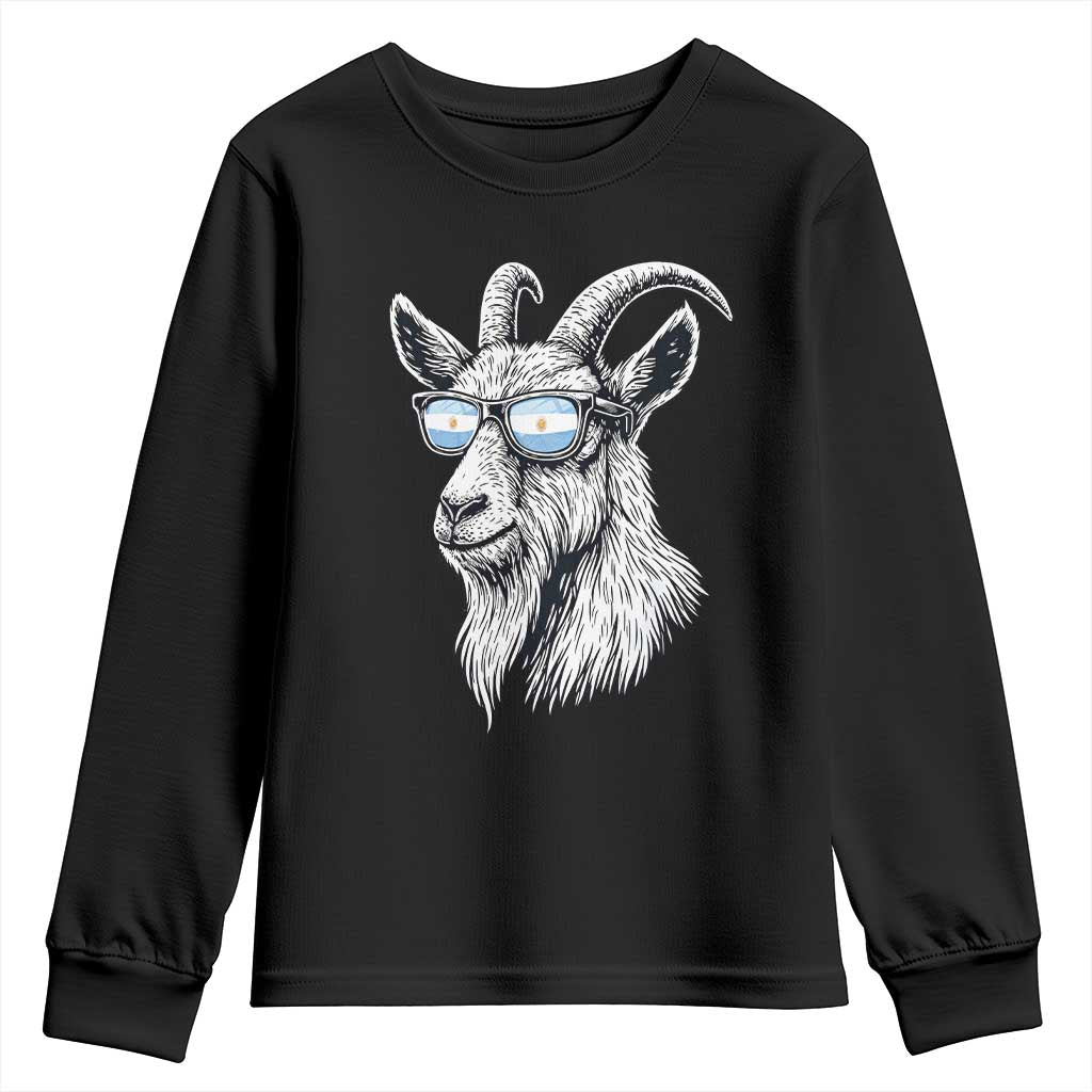 Cool Goat With Sunglasses Argentinian Flag Youth Sweatshirt Argentina Soccer Football Game Day Supporter TS14 Black Print Your Wear