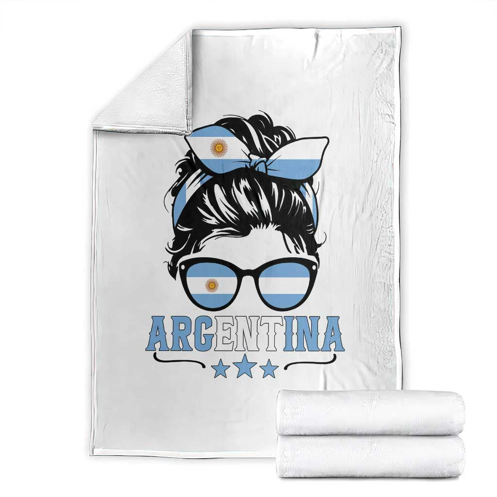 Argentina Messy Bun Proud Argentinian Flag Throw Blanket TS14 White Print Your Wear