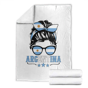 Argentina Messy Bun Proud Argentinian Flag Throw Blanket TS14 White Print Your Wear