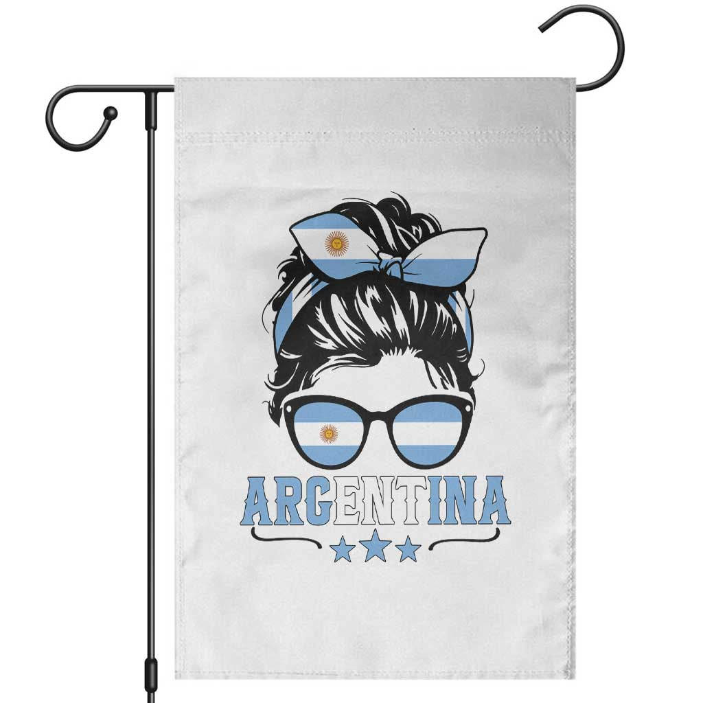 Argentina Messy Bun Proud Argentinian Flag Garden Flag TS14 White Print Your Wear