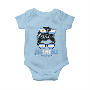 Argentina Messy Bun Proud Argentinian Flag Baby Onesie TS14 Light Blue Print Your Wear