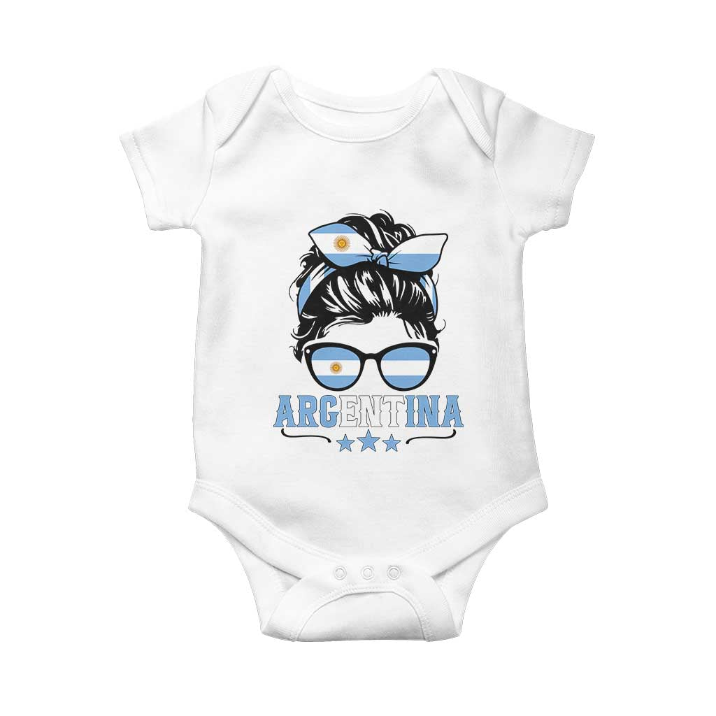 Argentina Messy Bun Proud Argentinian Flag Baby Onesie TS14 White Print Your Wear