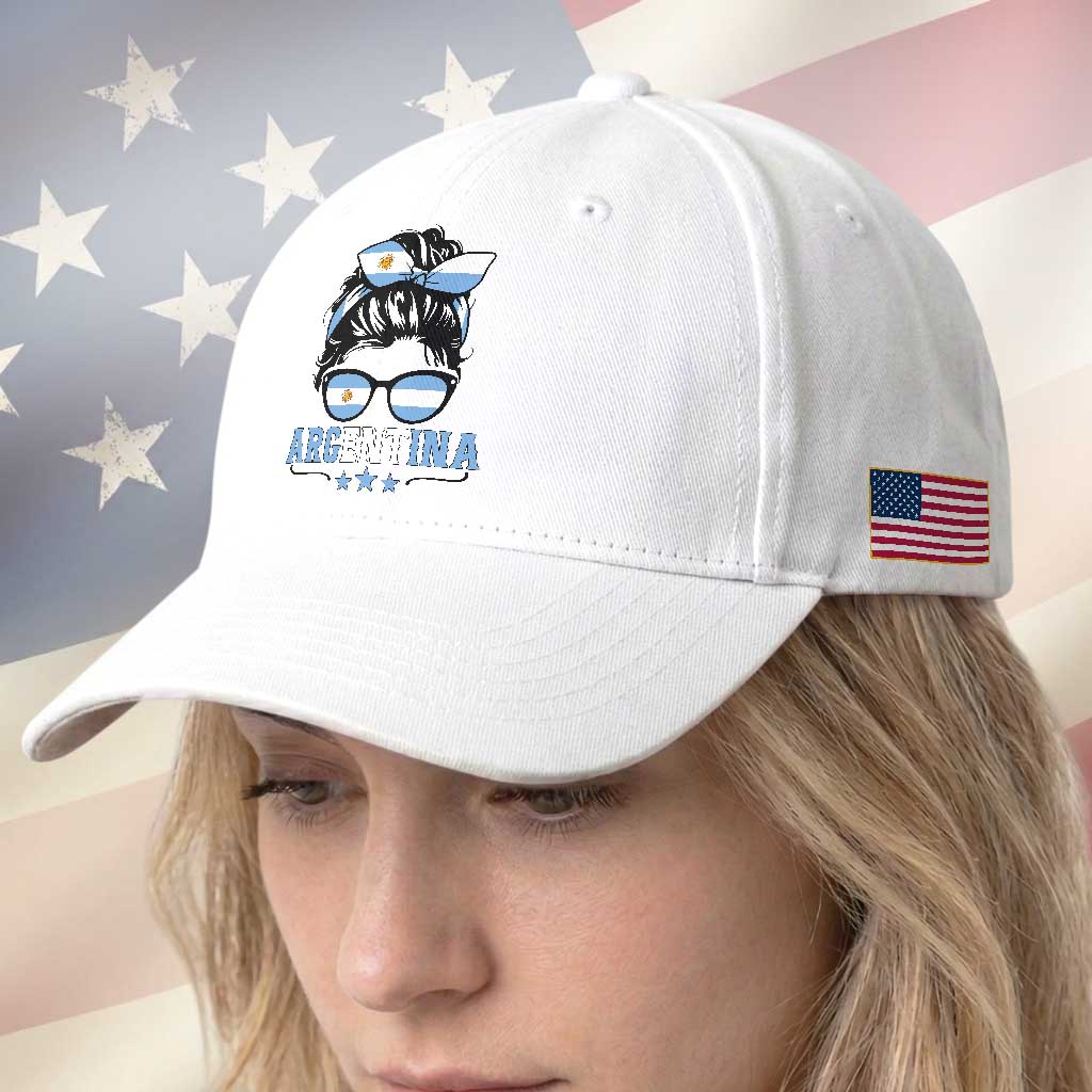 Argentina Messy Bun Proud Argentinian Flag Baseball Cap TS14 Print Your Wear