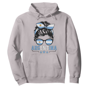 Argentina Messy Bun Proud Argentinian Flag Hoodie TS14 Ice Gray Print Your Wear