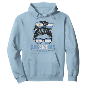 Argentina Messy Bun Proud Argentinian Flag Hoodie TS14 Light Blue Print Your Wear