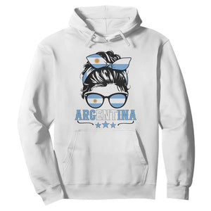Argentina Messy Bun Proud Argentinian Flag Hoodie TS14 White Print Your Wear