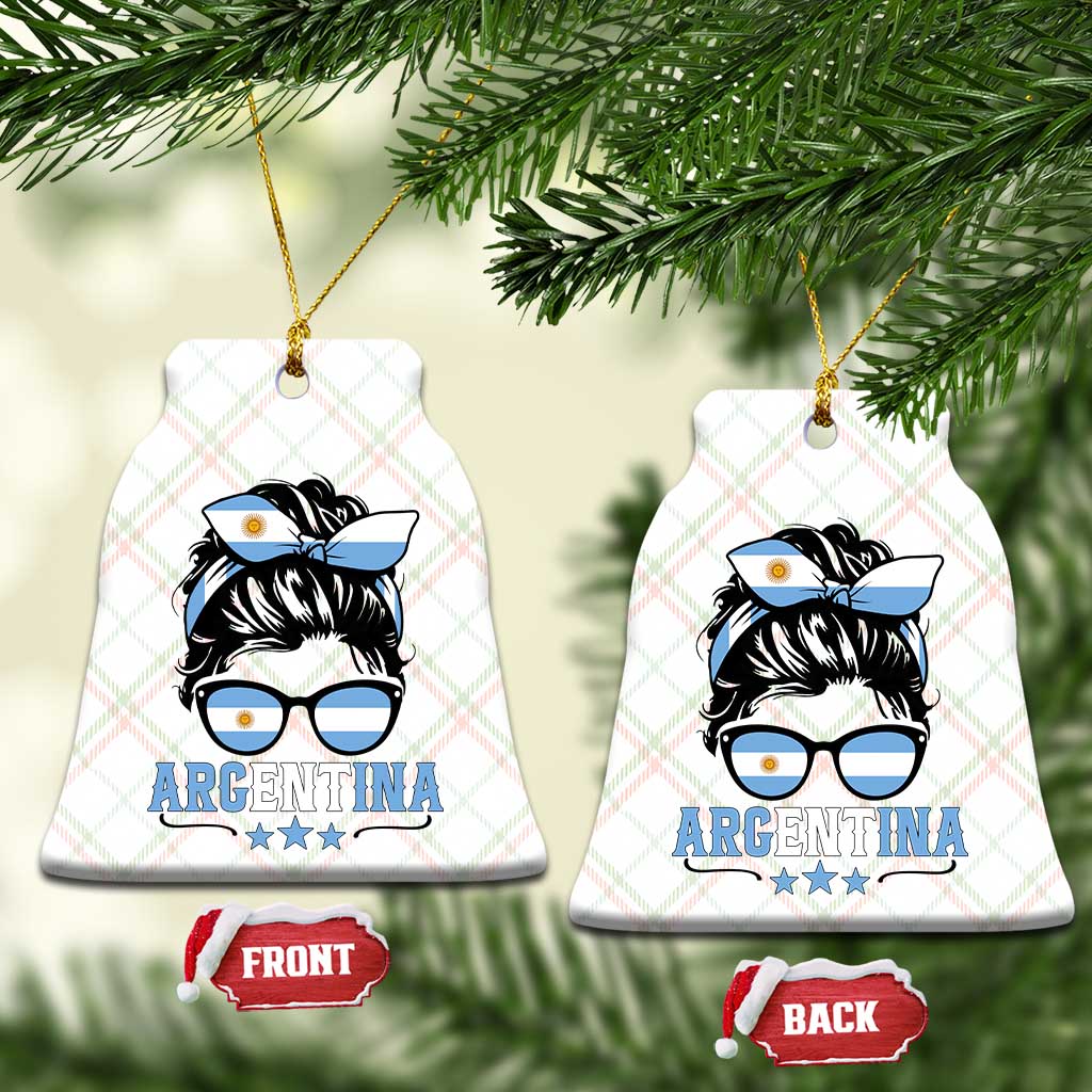 Argentina Messy Bun Proud Argentinian Flag Ceramic Ornament TS14 Print Your Wear