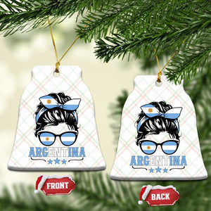 Argentina Messy Bun Proud Argentinian Flag Ceramic Ornament TS14 Print Your Wear