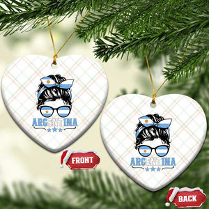 Argentina Messy Bun Proud Argentinian Flag Ceramic Ornament TS14 Print Your Wear