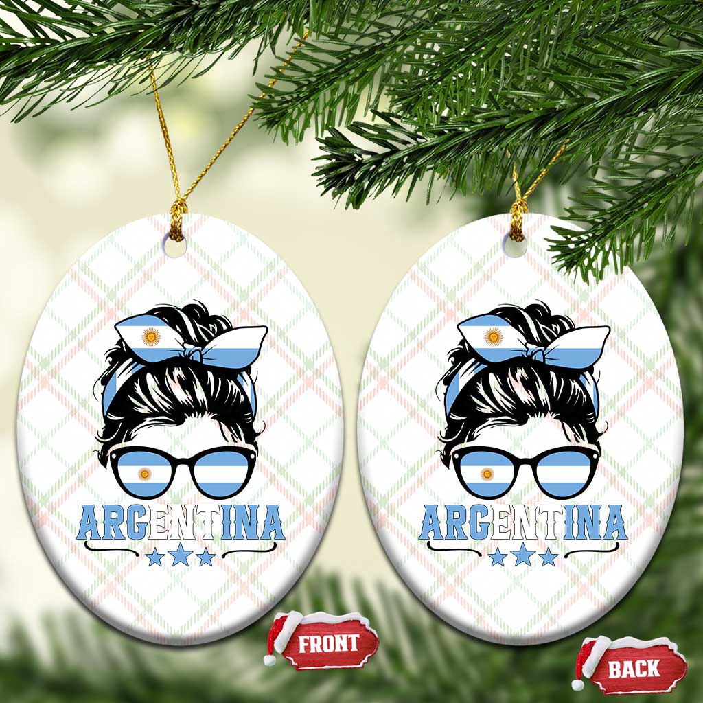 Argentina Messy Bun Proud Argentinian Flag Ceramic Ornament TS14 Print Your Wear