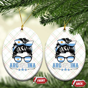 Argentina Messy Bun Proud Argentinian Flag Ceramic Ornament TS14 Print Your Wear