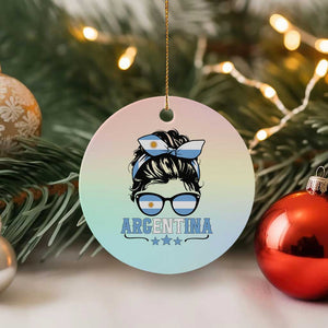 Argentina Messy Bun Proud Argentinian Flag Ceramic Ornament TS14 1pc Pastel Print Your Wear