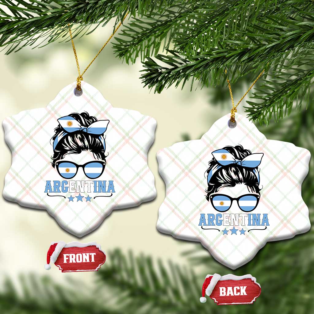Argentina Messy Bun Proud Argentinian Flag Ceramic Ornament TS14 Print Your Wear