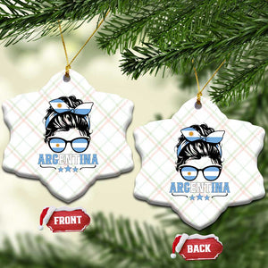 Argentina Messy Bun Proud Argentinian Flag Ceramic Ornament TS14 Print Your Wear