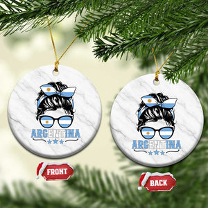Argentina Messy Bun Proud Argentinian Flag Ceramic Ornament TS14 1pc White Marble Print Your Wear