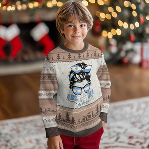 Argentina Messy Bun Proud Argentinian Flag Ugly Christmas Sweater TS14 Mocha Mousse Print Your Wear