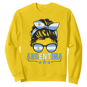 Argentina Messy Bun Proud Argentinian Flag Sweatshirt TS14 Daisy Print Your Wear