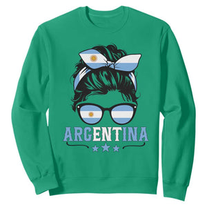 Argentina Messy Bun Proud Argentinian Flag Sweatshirt TS14 Irish Green Print Your Wear