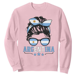 Argentina Messy Bun Proud Argentinian Flag Sweatshirt TS14 Light Pink Print Your Wear