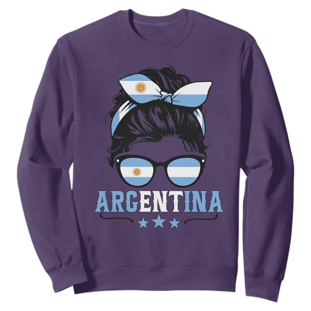 Argentina Messy Bun Proud Argentinian Flag Sweatshirt TS14 Purple Print Your Wear