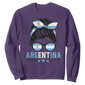 Argentina Messy Bun Proud Argentinian Flag Sweatshirt TS14 Purple Print Your Wear