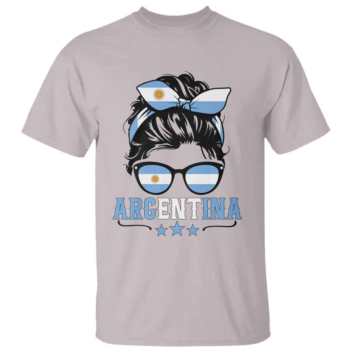 Argentina Messy Bun Proud Argentinian Flag T Shirt TS14 Ice Gray Print Your Wear
