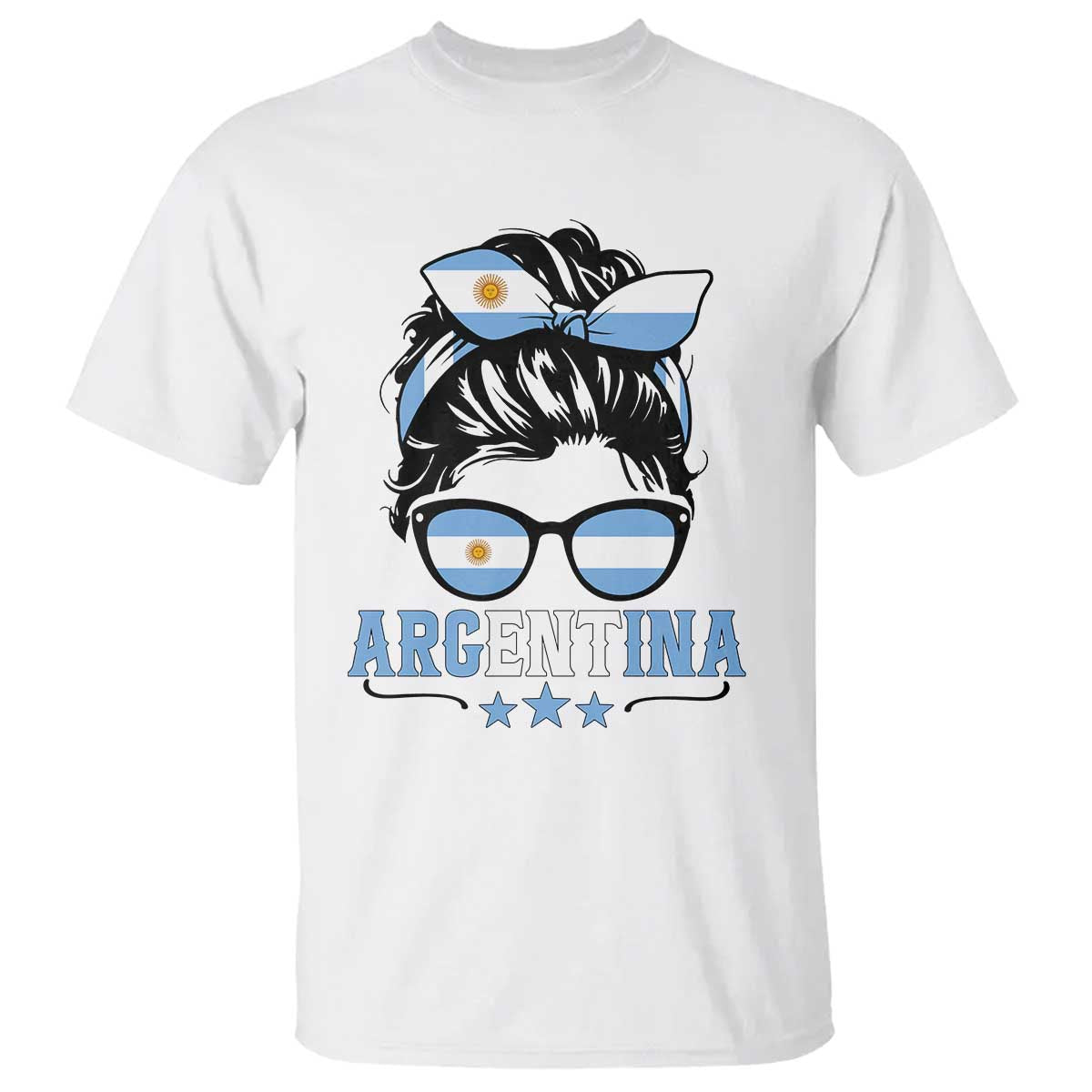 Argentina Messy Bun Proud Argentinian Flag T Shirt TS14 White Print Your Wear