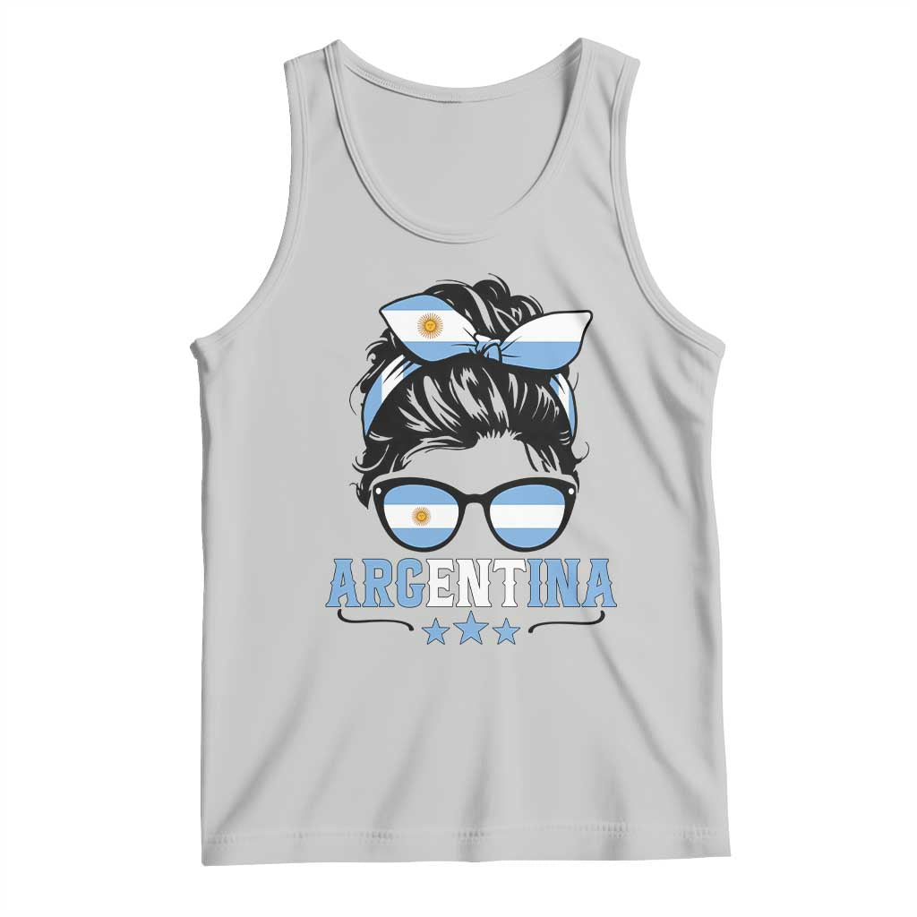 Argentina Messy Bun Proud Argentinian Flag Tank Top TS14 Ash Print Your Wear