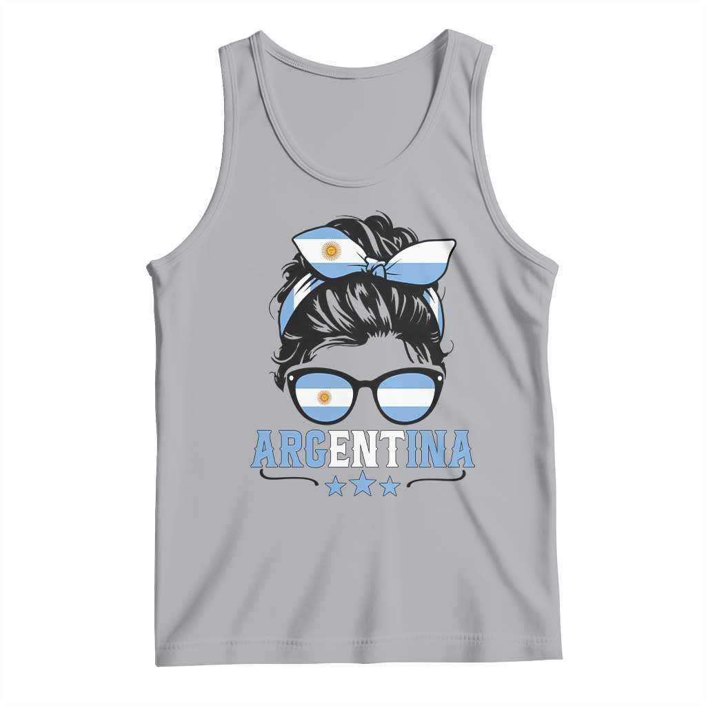 Argentina Messy Bun Proud Argentinian Flag Tank Top TS14 Athletic Heather Print Your Wear